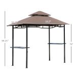 8' X 5' Grill Gazebo With Double Roof, Outdoor BBQ Canopy Gazebo With 2 Side Shelves For Patio Yard Garden Coffee