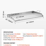 36x22 In Flat Top Griddle Stainless Steel Universal BBQ Grill Pan Cookware