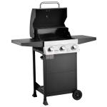 Gas Grill, 3 Burner Propane Gas Grill With Spacious 338 SQ.In Grilling Area, Carbon Steel Enamel Grates, Outdoor 36,000 BTU Patio Garden BBQ Grills With Foldable Side Shelves, Carbon Steel