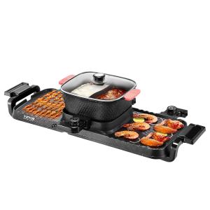 Hot Pot 2300 W 2 In 1 Elektrischer Rauchfreier Grill Abnehmbarer Shabu-Shabu-Topf Mit Antihaft-Pfanne, Separate Doppelte Temperaturregelung, Koreanischer Indoor BBQ Grill Für 1–6 Personen