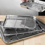 Household Stainless Steel Square Tray Grill With Draining Feature