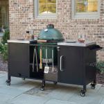 K&K 72.4 Large Grill Table For Large Big Green Egg, Metal Outdoor Grill Cart With Fold-out Prep Table, Adjustable Shelves, Spice Rack, Outdoor Kitchen Island For Big Green Egg, Kamado Joe Classic