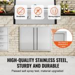 Grill-Zugangstür, 787 X 609 Mm, Doppelte Außenküchentür, Flächenbündig Montierte Edelstahltür, Vertikale Wandtür Mit Versenkbaren Griffen, Für Grillinsel, Grillstation, Außenschrank