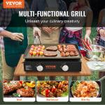 Commercial Griddle, 22.4' Heavy Duty Manual Flat Top Griddle, Countertop Gas Grill With Non-Stick Cooking Plate, Steel LPG Gas Griddle, H-Shaped Burner Restaurant Portable Grill, 26,000 BTU