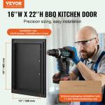 Grill-Zugangstür, 415 X 570 Mm, Einzelne Außenküchentür, Flächenbündig Montierte Kaltplattentür, Vertikale Wandtür Mit Griff, Für Grillinsel, Grillstation, Außenschrank Schwarz