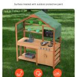 Mud Kitchen For Kids, Wooden Toy Play Kitchen Set With Accessories, Outdoor Toddler Grocery Store Playset, Pretend Play Kitchen With Stoves, Planter Boxes, Sink, Faucet, Blackboard, Cookware Pot