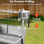 Rotisserie Grill, 38W BBQ Outdoor Pig & Lamb Spit Roaster, Charcoal Spit Roaster With 132 LBS Capacity, Wheels & 4-Level Height, Stainless Steel Electric Rotisserie Grill Kit For Camping Outdoor