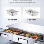 Chef Base Refrigerator, 72" W Commercial Chef Bases Worktop Refrigerators, 4-Drawer Under Counter Fridge With 12 Pans Stainless Steel, Heavy-Duty Refrigerated Base, Invisible Door Handle