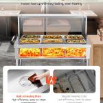 6 X 1/2 Pans Commercial Food Warmer Steam Table With Undershelf And Shield