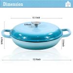 COOKWIN Cast Iron Casserole Braiser 3.8 Quart Heavy Duty Casserole Skillet With Lid And Dual Handles Porcelain Enameled Surface Cookware Pot