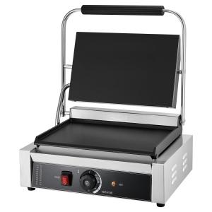 Commercial Panini Grill, 1800W Electric Sandwich Panini Maker, Stainless Steel Sandwichs Press Grill With Handle And Temp Control, 13.5x9.3 In Full Flat Enamel Plate, For Hamburger Steak Bacon