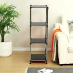 Korean Black 4-Tier Heavy Duty Stainless Steel Storage Shelving Unit, 100lbs Shelf 49 H X 14.9 W X 13.7D For IndoorOutdoor Organization , Modular Rack,  Extremely Durabl