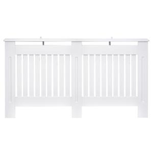 Slatted Radiator Cover Painted Cabinet MDF Lined Grill In White (152L X 19W X 81H Cm)