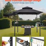 8'x5' Reinforced BBQ Grill Gazebo Canopy With Shelf & Awning Double-Tiered Top