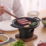 Mini BBQ Grill Alcohol Stove Home Smokeless Barbecue Grill Outdoor BBQ Plate Roasting Meat Tools