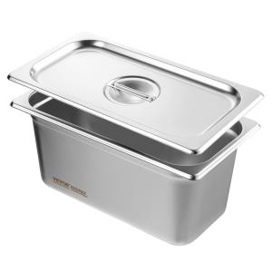 8 Pack Hotel Pans, 1/3 Size Anti-Jam Steam Pan With Lid, 0.8mm Thick Stainless Steel Steam Table Pan, 6-Inch Deep Commercial Table Pan, Catering Storage Food Pan, For Industrial & Scientific