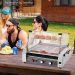 Hot Dog Grill Maschine Hot Dogs 11 Rollen Edelstahl, 2200 W, Elektrogrill Mit Abdeckung & 2 Temperaturregler & Seitlicher Aufbewahrungsbox & Herausnehmbarem Regal & Ölauffangschale
