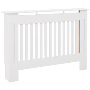 Slatted Radiator Cover Painted Cabinet MDF Lined Grill In White (112L X 19W X 81H Cm)