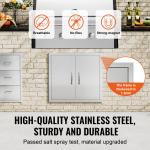 Grill-Zugangstür, 660 X 609 Mm, Doppelte Außenküchentür, Flächenbündig Montierte Edelstahltür, Vertikale Wandtür Mit Griffen, Für Grillinsel, Grillstation, Außenschrank