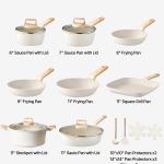 19 Piece Pots And Pans Set Granite Nonstick Kitchen Cookware Induction White