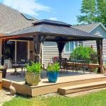 12  X 16  Hardtop Gazebo Outdoor Aluminum Gazebos Grill With Galvanized Steel Double Canopy For Patios Deck Backyard,Curtains&Netting