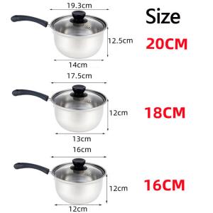 Set Of 3 Induction Non Stick Stainless Steel Cookware Kitchen Glass Lids Pot Pan