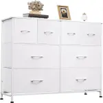 Dresser For Bedroom With 8 Drawers, Wide Fabric Dresser For Storage And Organization, Chest Of Drawers, Dressers For Living Room, Closet, Hallway, Dark Grey