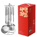 Stainless Steel Cookware 7-Piece Set Cooking Spoons Shovels And Utensils For The Kitchen