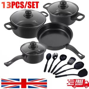 13pcs Cookware Set Pan Pot Non Stick Saucepans Frying Pan Cookware Set Glass Lid
