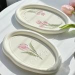 Common Calla Tulip French Relief Ceramic Plate Tableware