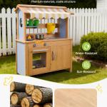 Mud Kitchen, Outdoor Mud Kitchen For Kids, Wood Outdoor Play Kitchens With Spoons, Sink, Tank, Sunshade Canopy, Shovels, Cookware Pots And Accessories, Wooden Play Kitchens For Home, Lawn
