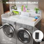 Washer Dryer Countertop With Non-slip Pads Laundry Wood Shelf Topper With Edge, 54Width X 27.5Depth Double Layer Organizer For Washer And Dryer Laundry Hamper Counter Storage Organization WHITE