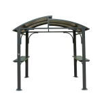8x5FT  Arc Roof, Grill Canopy For Outdoor Grill W Double Galvanized Steel Roof And 2 Side Shelves, BBQ Gazebo Grill Tent For Patio Garden Backyard, Grey