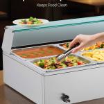 Commercial Food Warmer, 1500W Electric Stainless Steel Steam Food Warmer With Glass Cover, 6 X 1/2 Size Pans Buffet Bain Marie With Soup & Perforated Ladles, For Catering, Restaurant & Party