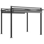 3 X 3(m) Retractable Pergola, Garden Gazebo Shelter With Aluminium Frame, For Grill, Patio, Deck, Dark Grey