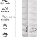 7 Tier Rotating Shoe Rack Tower, Spinning Shoe Display, 360 Shoe Rack Storage Round Carousel, Vertical Handbag Rotate Shoes Closet Organization WHITE
