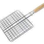 Stainless Steel Outdoor Grill Wooden Handle Square