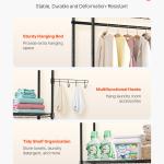 Over Washer And Dryer Storage Shelves, 4 Tiers Laundry Room Drying Rack With Hanger Rod And Hooks, Two Rows Adjustable Washer Shelves Space Saver, For Laundry Room Storage & Organization, Black