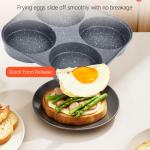Egg Pan, 4-Cup Nonstick Egg Frying Pan, Aluminum Breakfast Omelette Skillet For Pancakes, Hamburgers, Sandwiches, With Lid, Oil Brush, Scraper, Compatible With Gas Stove & Induction Cookware