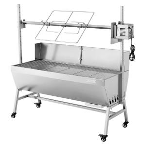 Rotisserie Grill, 38W BBQ Outdoor Pig & Lamb Spit Roaster, Charcoal Spit Roaster With 132 LBS Capacity, Wheels & 4-Level Height, Stainless Steel Electric Rotisserie Grill Kit For Camping Outdoor
