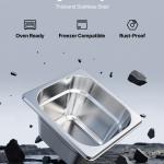 6 Pack Stainless Steam Hotel Pans, 1/6 Size Table Steam Pan, 4 Inch Deep, Anti Jam Restaurant Supplies Reusable Rustproof Catering Storage For Home, Party, Restaurant, Hotel, Buffet