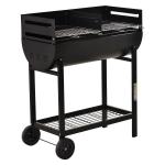 Steel 2-Grill Charcoal BBQ W/ Wheels Black