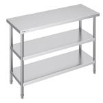 Lebensmittel-Zubereitungstisch Aus Edelstahl, Gewerblicher Küchenarbeitstisch, Mit 2 Verstellbaren Unterregalen, 457 X 1219 X 864 Mm Zubereitungstisch Für Grill, Küche, Zuhause
