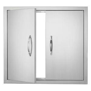 Grill-Zugangstür, 660 X 609 Mm, Doppelte Außenküchentür, Flächenbündig Montierte Edelstahltür, Vertikale Wandtür Mit Griffen, Für Grillinsel, Grillstation, Außenschrank
