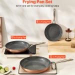 Frying Pan Skillet, Aluminum Egg Fry Pans, 3 Piece (200, 270, 300 Mm), Nonsitck Ceramic Heavy-Duty Skillets With Heat-Resistant Handle, Chef's Cookware, For Oven, Gas, Electric, Induction, Grey