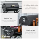 30" Portable Charcoal Barbecue Grill with Wheels Outdoor Barbecue with Adjustable Charcoal Rack, Storage Shelf, for Garden Camping Picnic