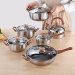 NEW 12pcs Stainless Steel Cookware Saucepan, Casserole & Fry Pan Set With Glass Lid