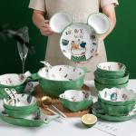 Dishes set household net red eating bowl cute children's cabbage plate combination soup bowl underglaze Nordic style meal