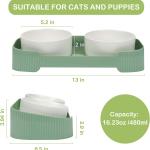 Ceramic Elevated Cat Bowls For Indoor Cats 15 Tilted Stand Anti Vomiting Raised Cat Food And Water Bowls Set Raised Cat Bowls With Non Slip Cat Bowl No Spill Bowl Dishes For Cats And Puppy
