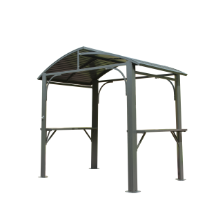 8x5FT  Arc Roof, Grill Canopy For Outdoor Grill W Double Galvanized Steel Roof And 2 Side Shelves, BBQ Gazebo Grill Tent For Patio Garden Backyard, Grey